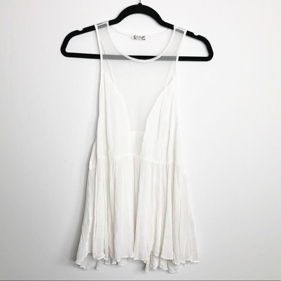 Free people ivory sheer mesh marble tank blouse - Picture 4 of 11